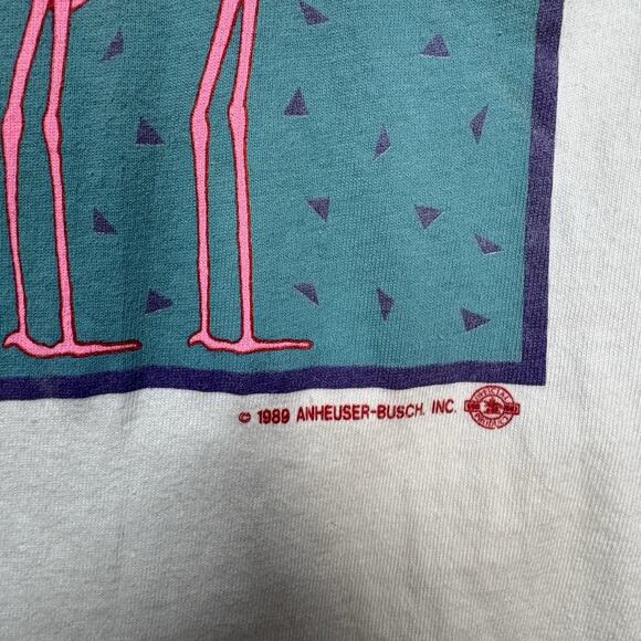 Vintage 1980s Michelob Beer Anheuser-Busch Flamingo Size Large Graphic T- Shirt - Picture 8 of 10